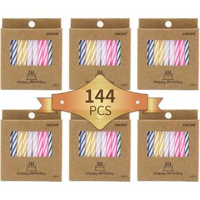 144-Count Classic Spiral Birthday Candles Multicolored Bulk Party Candles for Cupcakes, Tiered Cakes, and Milestone Celebrations in Kuwait