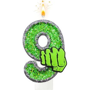 Cartoon Hero Birthday Number Candle Green Fist Birthday Candles for Cake, Green Glitter Number 4 Candle Cake Topper with Sequins for Cupcake Topper Party Favors Decor Supplies in Saudi Arabia