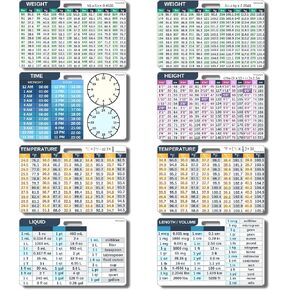 4 بطاقات تحويل، بطاقة مرجعية للشارة، دليل سريع للموظفين الطبيين، الحجم، السائل، الارتفاع، الوزن، الوقت، درجة الحرارة (حجم الشارة) in Kuwait