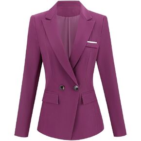 سترة نسائية كاجوال بأكمام طويلة وطية صدر السترة للعمل الرسمي والمكتب مع جيوب in Kuwait