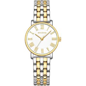 Gold Watches for Women with Vintage Round Case Roman Dial Stainless Steel Band Adjustment Tool Included Water Resistant in Kuwait