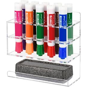 حامل أقلام التحديد الجاف، حامل أقلام التحديد الأكريليك المثبت على الحائط مع 10 فتحات، تخزين القلم اللاصق لتنظيم الفصل الدراسي، المكتب، السبورة البيضاء، ملحقات منظم خزانة المكتب، شفاف in Kuwait