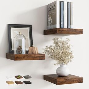 Floating Shelves for Wall with Invisible Brackets, Wall Mounted Engineered Wood Shelves with Wood Grain for Living Room, Bathroom, Kitchen Decor and Storage, Oak, 48"L Set of 2, Rustic Brown in Saudi Arabia