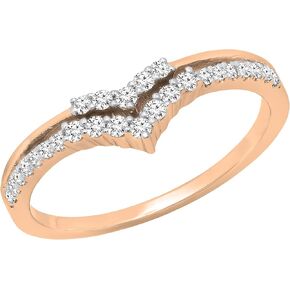 Dazzlingrock Collection 0.25 Cttw Round Lab Grown White Diamond Double Chevron V shape Contour Wedding Ring for Her 1/, Available in Metal 10K/14K/18K Solid Gold in Saudi Arabia
