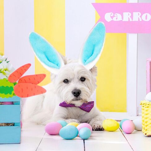 20 Pcs Easter Bunny Ears Headband Assorted Color Plush Rabbit Ear Heaband for Kids and Adults Easter Party Costume Decoration, 2 Styles in Kuwait