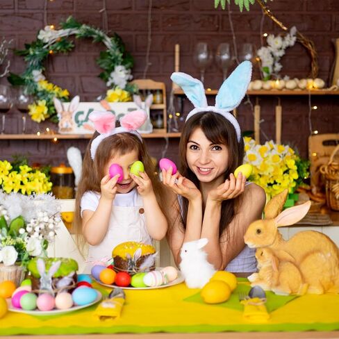 4 Pack Fluffy Bunny Ears Headbands for Adults and Kids, Plush Pink, Blue, Yellow, and Purple Rabbit Ear Costume Accessories for Halloween, Easter Day, and Animal Themed Party Favors in Saudi Arabia
