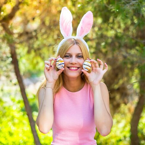 4 Pack Fluffy Bunny Ears Headbands for Adults and Kids, Plush Pink, Blue, Yellow, and Purple Rabbit Ear Costume Accessories for Halloween, Easter Day, and Animal Themed Party Favors in Saudi Arabia