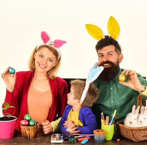 4 Pack Fluffy Bunny Ears Headbands for Adults and Kids, Plush Pink, Blue, Yellow, and Purple Rabbit Ear Costume Accessories for Halloween, Easter Day, and Animal Themed Party Favors in Saudi Arabia