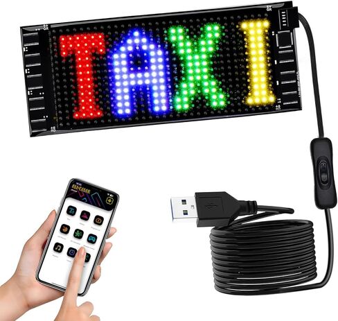 LED Display Car Sticker, IP65 Waterproof and Flexible Car Rear Windshield Display, Multi-Function App Bluetooth Advertising Decoration Smart Sticker with USB Harness, for Most Cars (Black) in Saudi Arabia