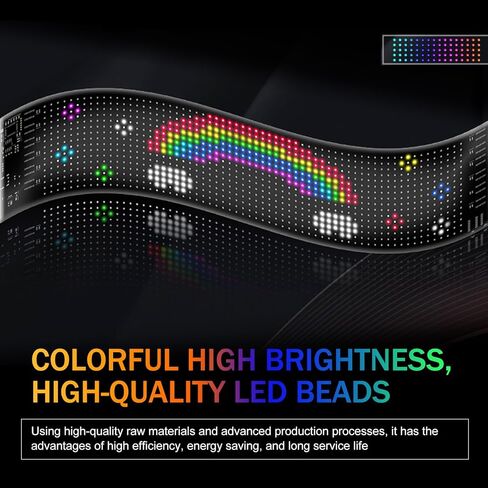 LED Display Car Sticker, IP65 Waterproof and Flexible Car Rear Windshield Display, Multi-Function App Bluetooth Advertising Decoration Smart Sticker with USB Harness, for Most Cars (Black) in Saudi Arabia