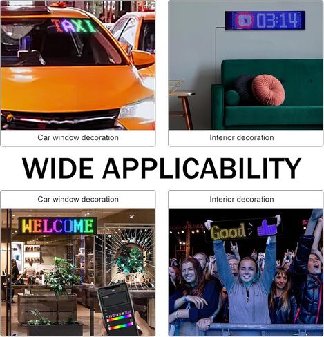 LED Display Car Sticker, IP65 Waterproof and Flexible Car Rear Windshield Display, Multi-Function App Bluetooth Advertising Decoration Smart Sticker with USB Harness, for Most Cars (Black) in Saudi Arabia
