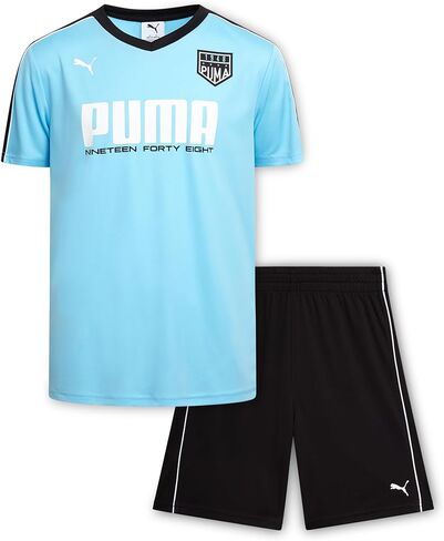 PUMA Boys Athletic Shorts Set - 2 Piece Short Sleeve Soccer Jersey Kids Shirt and Boys Soccer Shorts - Youth Activewear Set in Saudi Arabia