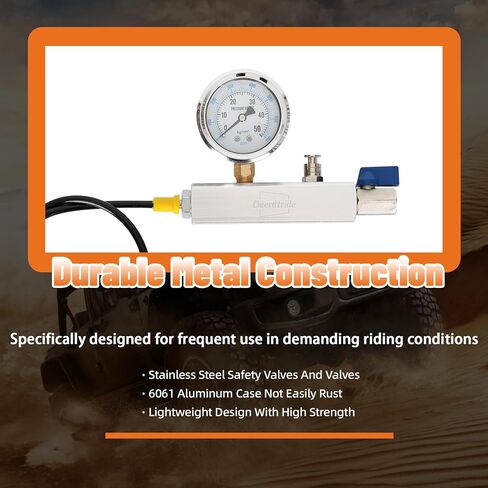 مجموعة تعبئة الصدمات بالنيتروجين مع صمام شريدر ومقياس النيتروجين 700 رطل لكل بوصة مربعة، أداة تعبئة الصدمات منظم النيتروجين بدون فقدان وخرطوم مرن عالي الضغط، من أجل ATV/ATC/UTV/الدراجة الترابية/دراجة الطرق الوعرة in Kuwait