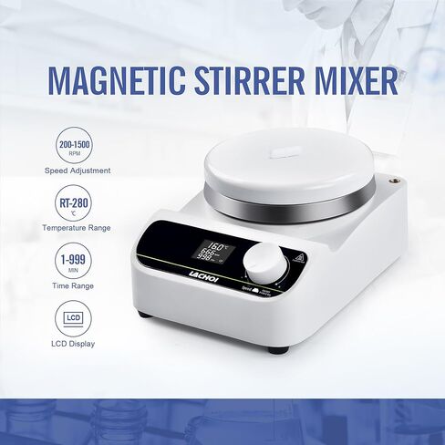 محرك مغناطيسي 200-1500 دورة في الدقيقة لوحة تحريك مغناطيسية مع نطاق توقيت شريط التحريك 1-999 دقيقة، الحد الأقصى للتحريك 5000 مل، خلاط محرك مغناطيسي للمختبر (بدون تسخين/شاشة LCD) in Kuwait
