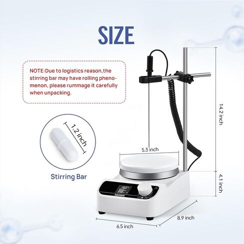 محرك مغناطيسي 200-1500 دورة في الدقيقة لوحة تحريك مغناطيسية مع نطاق توقيت شريط التحريك 1-999 دقيقة، الحد الأقصى للتحريك 5000 مل، خلاط محرك مغناطيسي للمختبر (بدون تسخين/شاشة LCD) in Kuwait