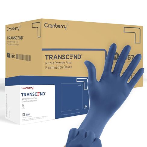 Cranberry Transcend Matte Blue Nitrile Exam Gloves, Pack of 300, Medium, Fentanyl Resistant, Chemo Drug Tested, Low Dermatitis Potential, 2.5 Mil in Kuwait