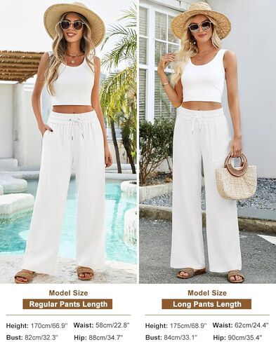 Yusongirl Linen Pants Women Wide Leg Drawstring Summer Casual Lightweight Breathable with Pockets for Beach Travel Work in Saudi Arabia