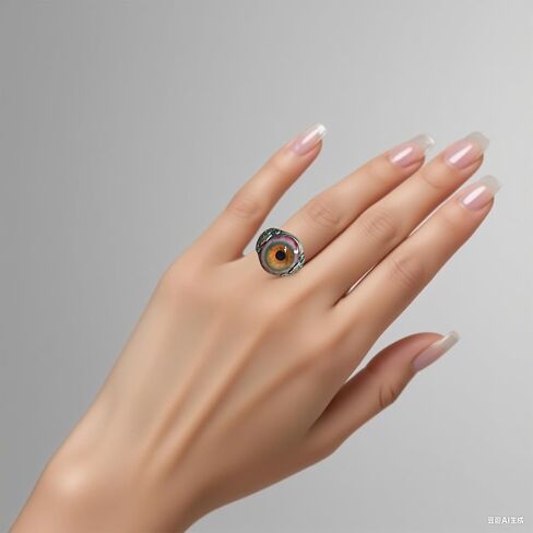 Fashion Vintage Eye of The Curtain Ring,Stainless Steel Engraved Resin Eye Ball Adjustable Silver Tone Jewelry Cool Ring for Women Men in Saudi Arabia