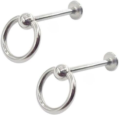 2Pcs 16G Stainless Steel Door Knocker Lip Labret Studs Rings Cartilage Flat Back Earrings Minimalist Tragus Conch Helix Earring Lip Cartilage Medusa Piercing Jewelry 6mm 8mm 10mm in Saudi Arabia