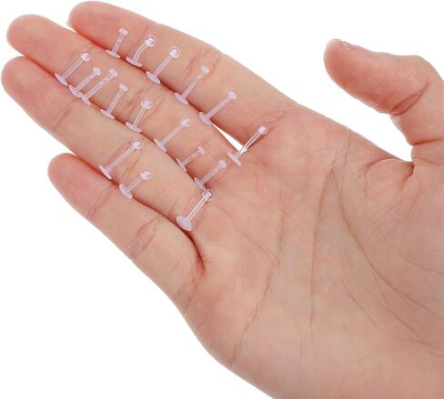 18 Pcs Piercing Retainers 16G Clear Lip Piercing, Clear Earrings for Sports Work Labret Studs Ears Lip Rings Helix Tragus Flat Push-In Cartilage Earrings Jewelry for Women Men, 6/8/10mm in Saudi Arabia