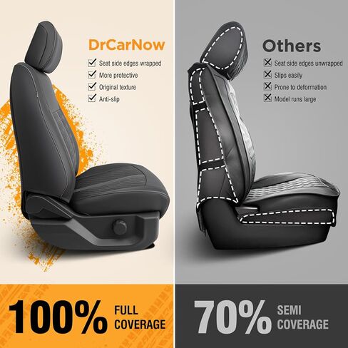 أغطية مقاعد السيارة DrCarNow لسيارة Ford F-150: 2015–2025 SuperCrew XL XLT، واقيات مقاعد الشاحنة الجلدية ذات التغطية الكاملة، لبطانات مقاعد الشاحنة الصغيرة F150 لملحقات مقاعد الدلو في الصف الأول والثاني in Saudi Arabia