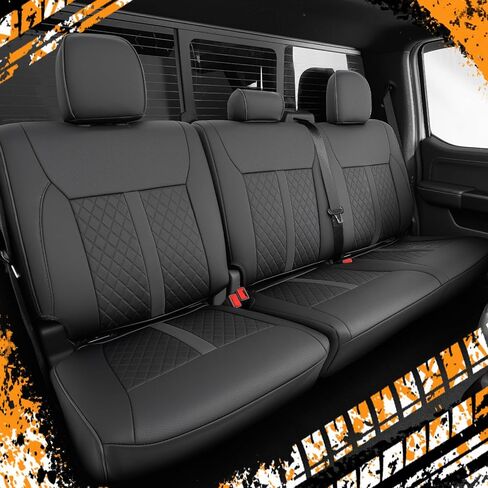 أغطية مقاعد السيارة DrCarNow لسيارة Ford F-150: 2015–2025 SuperCrew XL XLT، واقيات مقاعد الشاحنة الجلدية ذات التغطية الكاملة، لبطانات مقاعد الشاحنة الصغيرة F150 لملحقات مقاعد الدلو في الصف الأول والثاني in Saudi Arabia