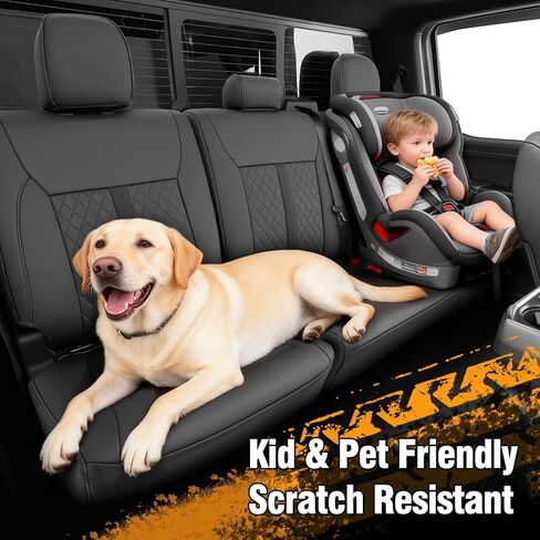 أغطية مقاعد السيارة DrCarNow لسيارة Ford F-150: 2015–2025 SuperCrew XL XLT، واقيات مقاعد الشاحنة الجلدية ذات التغطية الكاملة، لبطانات مقاعد الشاحنة الصغيرة F150 لملحقات مقاعد الدلو في الصف الأول والثاني in Saudi Arabia