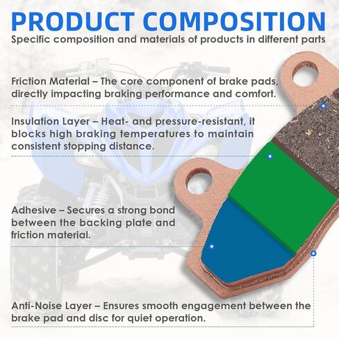 Brake Pads Front and Rear for Yamaha Rhino 4x4 660 YXR660 2004-2007 450 YXR450 2006-2009 Raptor 700 700R YFM700 YFM700R 2006-2012 in Kuwait
