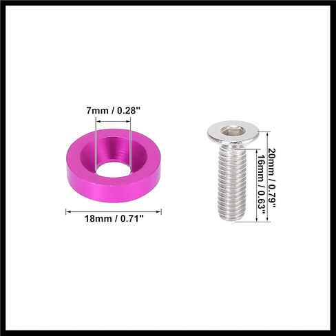 30pcs Bumper Mudguard Washer Bolts M6x1.0 Aluminum Alloy Engine Bay Dress Up Screw Pink Durable Material in Saudi Arabia