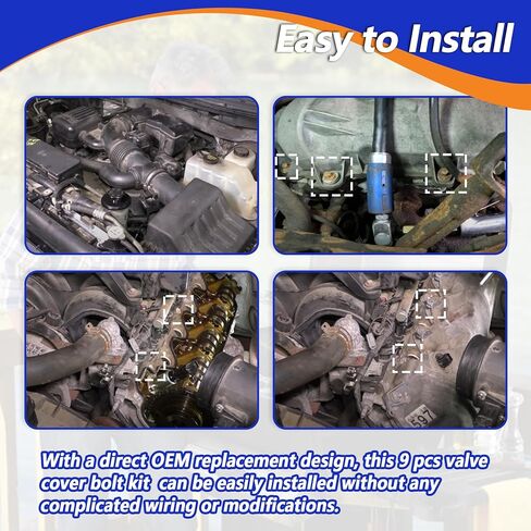 9 قطع غطاء الصمام بولت كيت مناسب لفورد F150 F250 F350 سوبر ديوتي إكسبيديشن إكسبلورر موستانج 2005-2010، غطاء الصمام الجانبي الأيسر استبدال 7L1Z-6C519-A 7L1Z6C519A in Kuwait