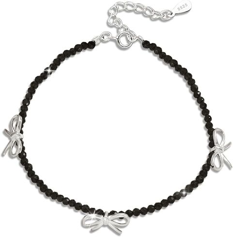 925 Sterling Silver Bowknot Charm Bracelet for Women Cute Sweet Adjustable Chain Bowknot Beaded Bracelets Jewelry Hypoallergenic Minimalist Romantic Birthday Wedding Gifts for Mother Daughter Bracelet in Saudi Arabia