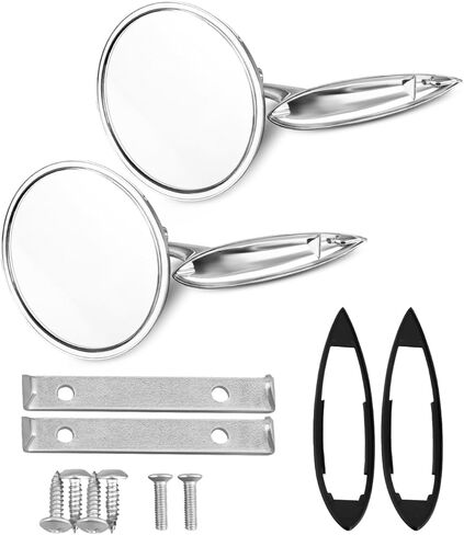 Round Bowtie Outside Rearview Mirrors Ribbed Base Fit for Chevy Chevelle El Camino Impala Corvair Nova 1963 1964 1965 Replace 654394765672 in Saudi Arabia