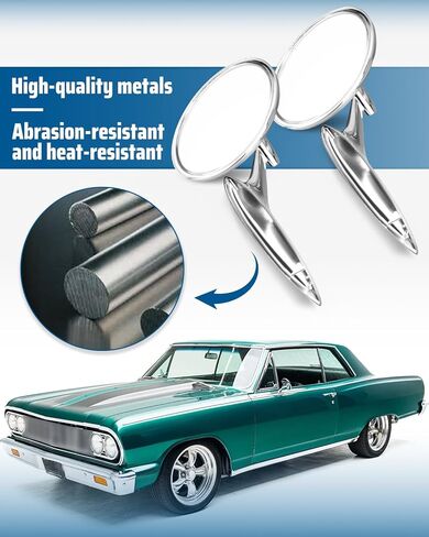 Round Bowtie Outside Rearview Mirrors Ribbed Base Fit for Chevy Chevelle El Camino Impala Corvair Nova 1963 1964 1965 Replace 654394765672 in Saudi Arabia