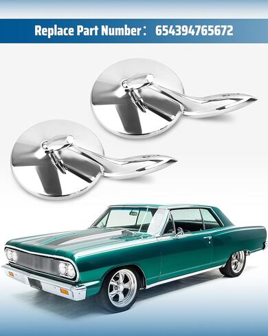 Round Bowtie Outside Rearview Mirrors Ribbed Base Fit for Chevy Chevelle El Camino Impala Corvair Nova 1963 1964 1965 Replace 654394765672 in Saudi Arabia