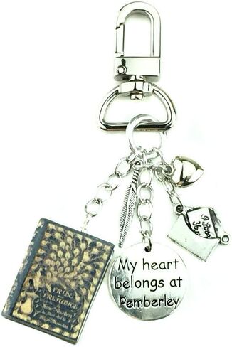 Pride and Prejudice Jane Austen First Edition Clay Mini Book Key Chain Ring Bag Purse Backpack Clip in Kuwait