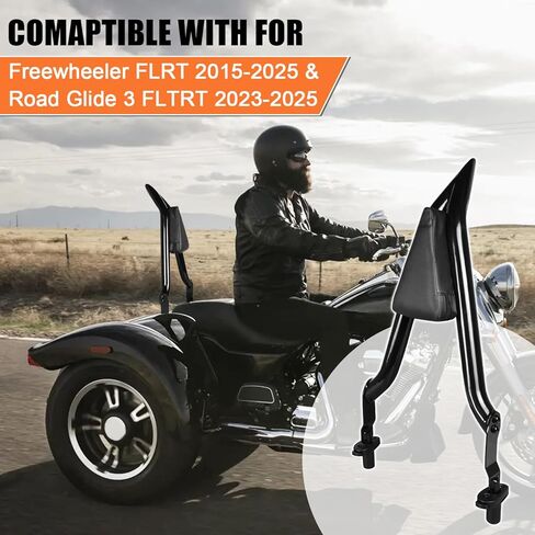 مسند ظهر مستقيم للركاب الخلفي للدراجة النارية من AUFER مع وسادة مسند ظهر متوافقة مع Freewheeler FLRT 2015-2025 Road Glide 3 FLTRT 2023-2025 in Saudi Arabia