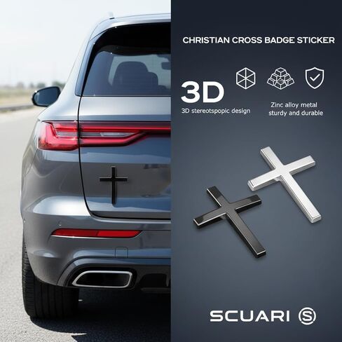 ملصقات متقاطعة للسيارات - ملصقات متقاطعة مسيحية للسيارات - ملصق شعار تلقائي لذيل حاجز جسم السيارة - خدش ذاتي اللصق، 2.5 بوصة × 1.8 بوصة، سبيكة ثلاثية الأبعاد (أحمر) in Kuwait