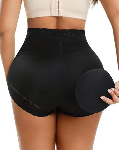 Stoto Padded Underwear for Women Butt Lifting Panties Booty Pads Butt Enhancer Lace Shapewear Panty Black L in Kuwait