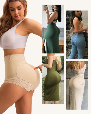 Stoto Padded Underwear for Women Butt Lifting Panties Booty Pads Butt Enhancer Lace Shapewear Panty Black L in Kuwait