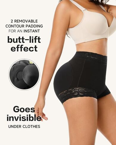 Stoto Padded Underwear for Women Butt Lifting Panties Booty Pads Butt Enhancer Lace Shapewear Panty Black L in Kuwait