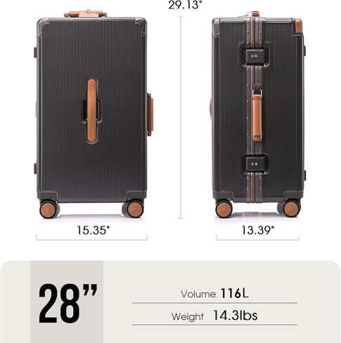 Apelila 28 Inch Checked Luggage, Hardshell Suitcase with Spinner Wheels, Wide Handle & TSA Lock, 116L Large Capacity for Family and International Travel- Cruise & Airline Approved in Saudi Arabia