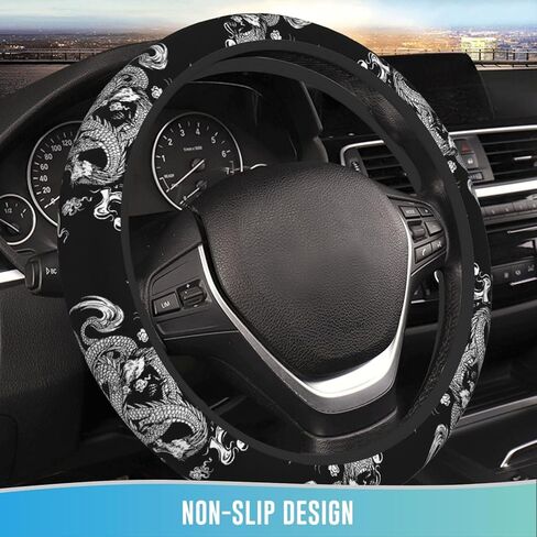 Steering Wheel Cover Car Accessories Anti Slip Breathable Universal 15 Inch Neoprene Auto Interior Decor for Men Woman - Dragon in Saudi Arabia