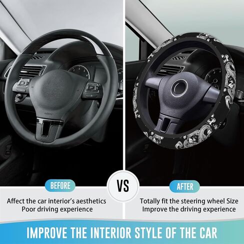 Steering Wheel Cover Car Accessories Anti Slip Breathable Universal 15 Inch Neoprene Auto Interior Decor for Men Woman - Dragon in Saudi Arabia