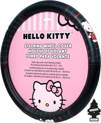 Hello Kitty Car Steering Wheel Cover Cord Design Air Freshener Bundle Univesal Fit Standard Size(14" 1/2-15" 1/4) in Saudi Arabia