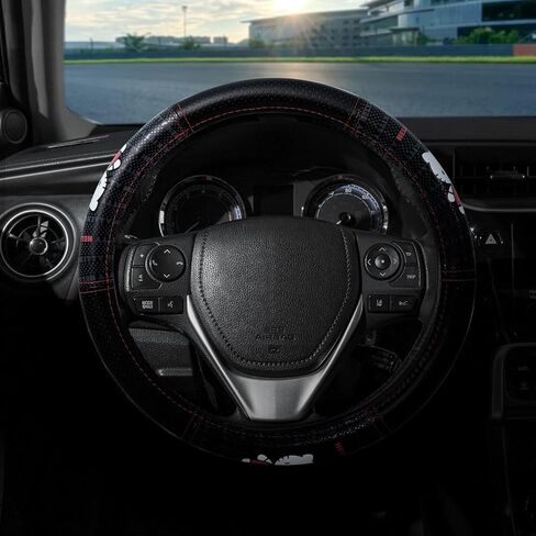 Hello Kitty Car Steering Wheel Cover Cord Design Air Freshener Bundle Univesal Fit Standard Size(14" 1/2-15" 1/4) in Saudi Arabia
