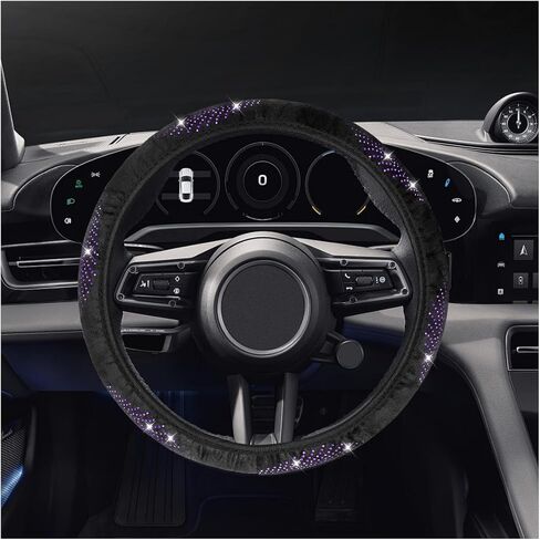 Bling Car Steering Wheel Cover, 15" Crystal Rhinestone Anti-Slip Auto Steering Wheel Protector, Soft Breathable Vehicle Interior Decorative Protector Accessories for Most Cars(Purple) in Saudi Arabia