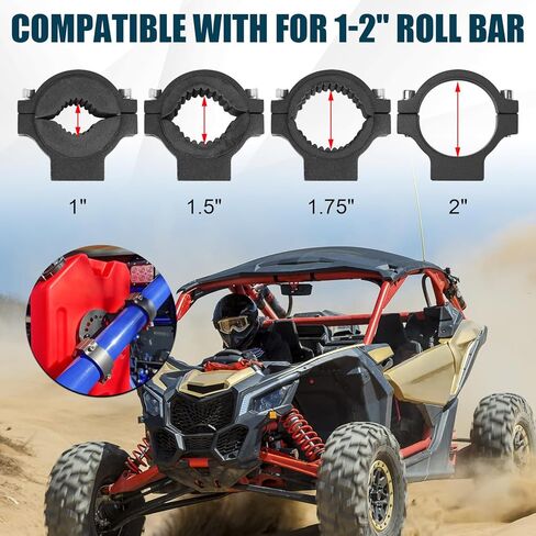Gas Tank Water Can Pack Mount, 1''-2'' Roll Bar Gasoline Pack Fuel Container Mounting Holder Bracket Compatible with for ATV UTV Polaris RZR Ranger Pioneer Can Am Maverick X3 Commander in Kuwait