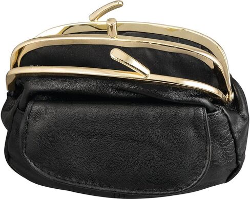 Dual Clasp Leather Coin Purse, Geunine Leather, Features Dual Goldtone Metal, Snap-Close Exterior Pocket - Measures 5 3/4" Wide x 4 1/4" High in Saudi Arabia
