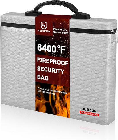 حقيبة نقود مقاومة للحريق من JUNDUN، حقيبة مستندات مقاومة للحريق مقاومة للحرارة بدرجة 6400 درجة فهرنهايت مع جيبين للأعمال المنزلية والسفر - تحمل النقود وجواز السفر والمستندات in Kuwait