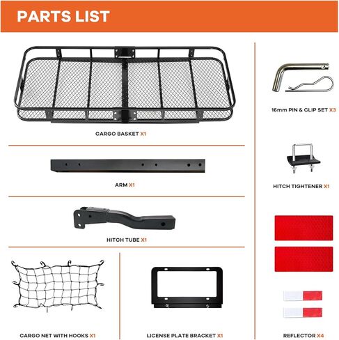 70"x30"x6" Folding Trailer Hitch Cargo Carrier | 500 Lbs. Cap Cargo Hitch Carrier Rack | Weatherproof Steel Luggage Rack for SUV, Car & Truck w/License Plate Holder, Stabilizer, & Straps in Saudi Arabia